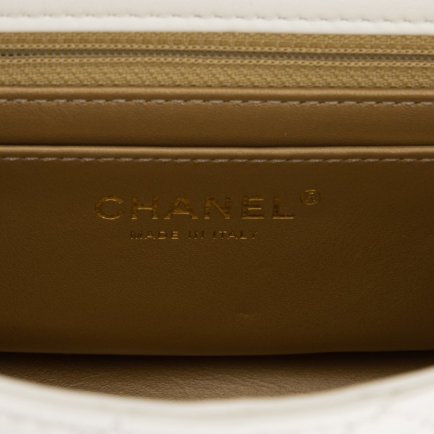 Chanel Pearl Crush Mini Rectangular Flap Bag White Lambskin Antique Gold Hardware