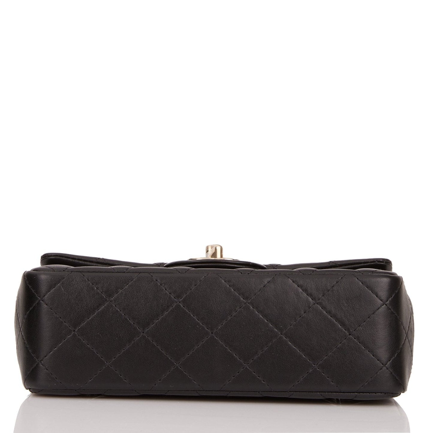 Chanel Mini Rectangular Flap Bag Black Lambskin Light Gold Hardware