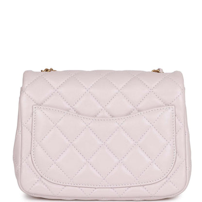 Chanel Pearl Crush Mini Square Flap Bag Purple Lambskin Antique Gold Hardware