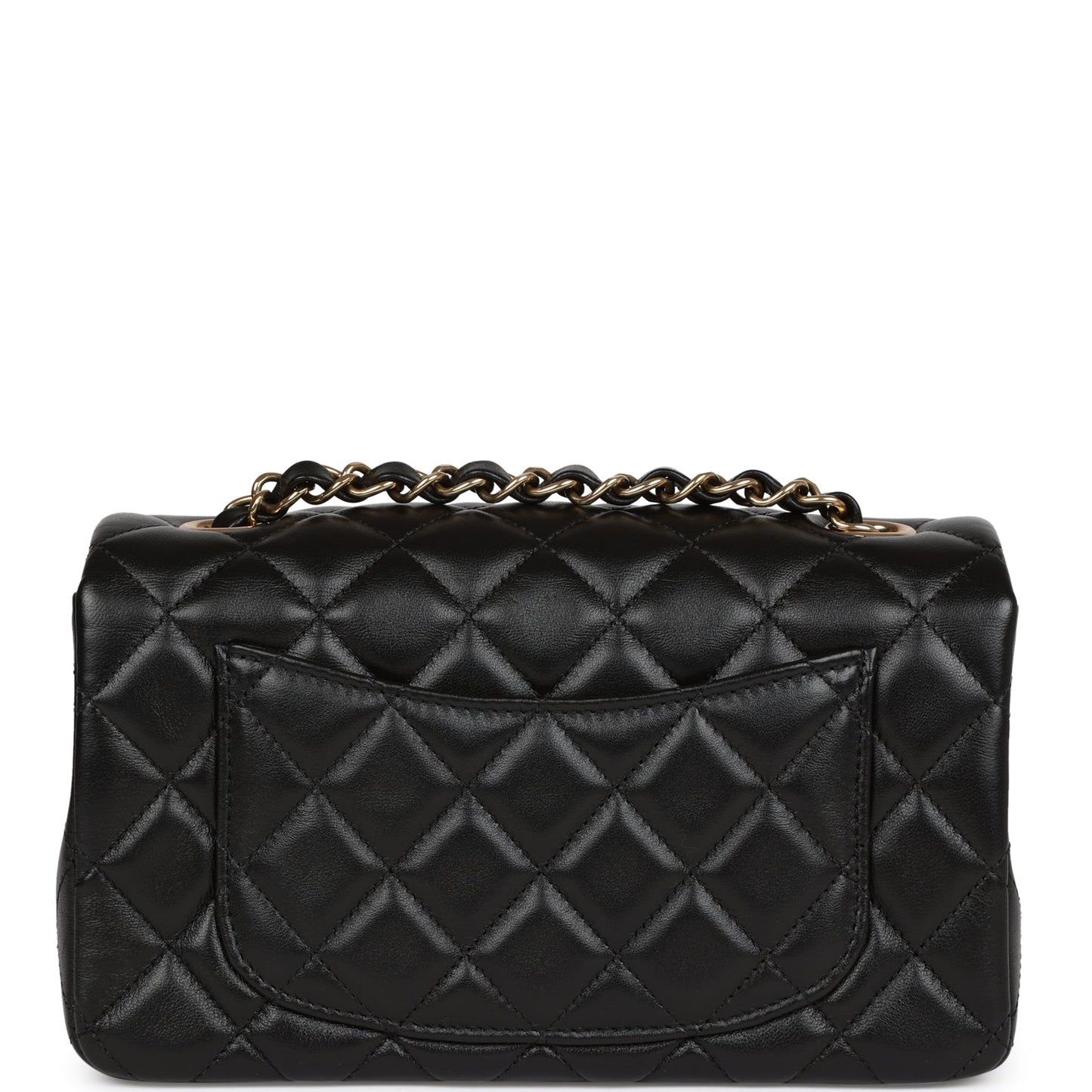 Chanel Mini Rectangular Flap Bag Black Lambskin Light Gold Hardware