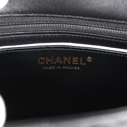 Chanel Mini Rectangular Flap Bag Black Lambskin Light Gold Hardware