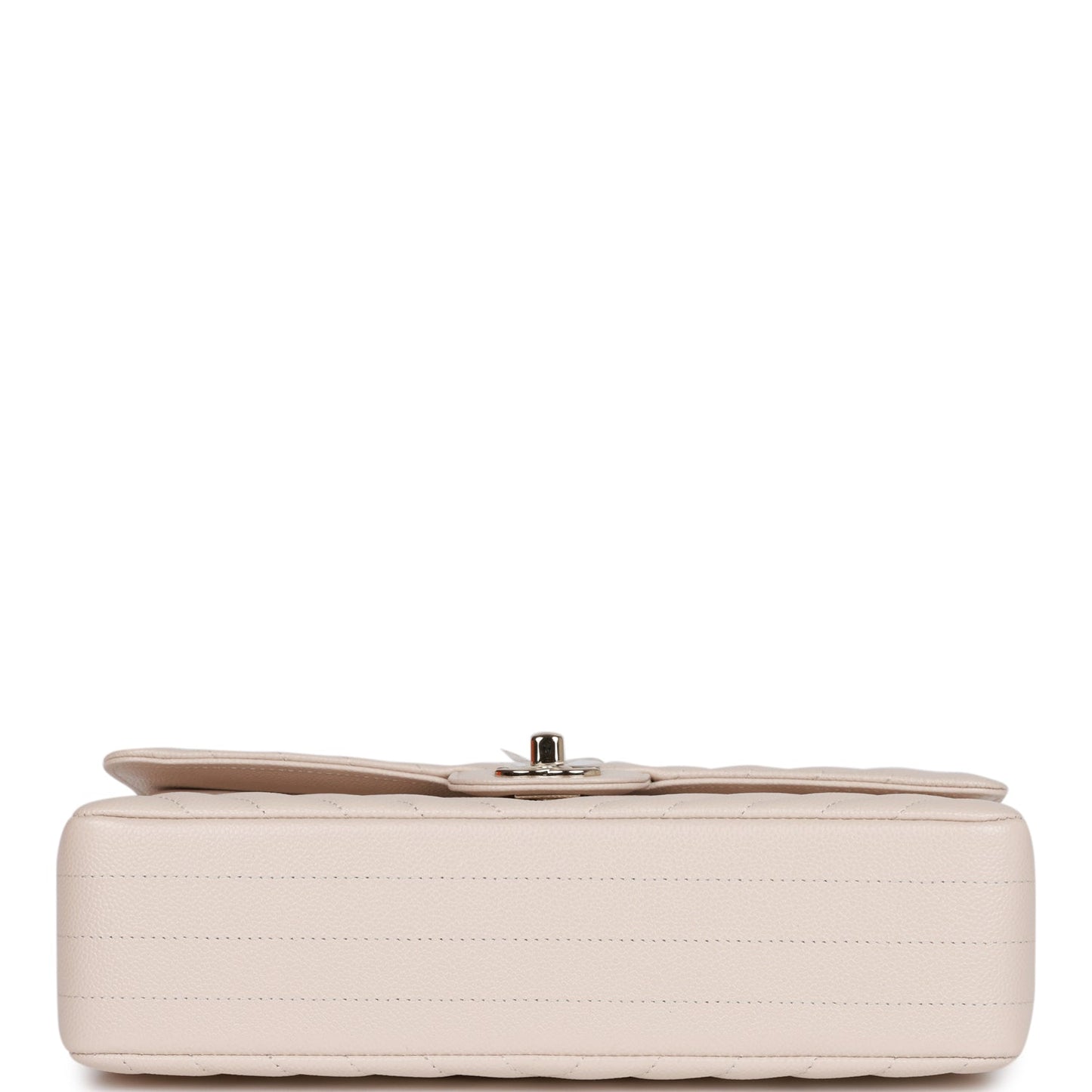 Chanel Medium Classic Double Flap Bag Beige Chevron Caviar Light Gold Hardware