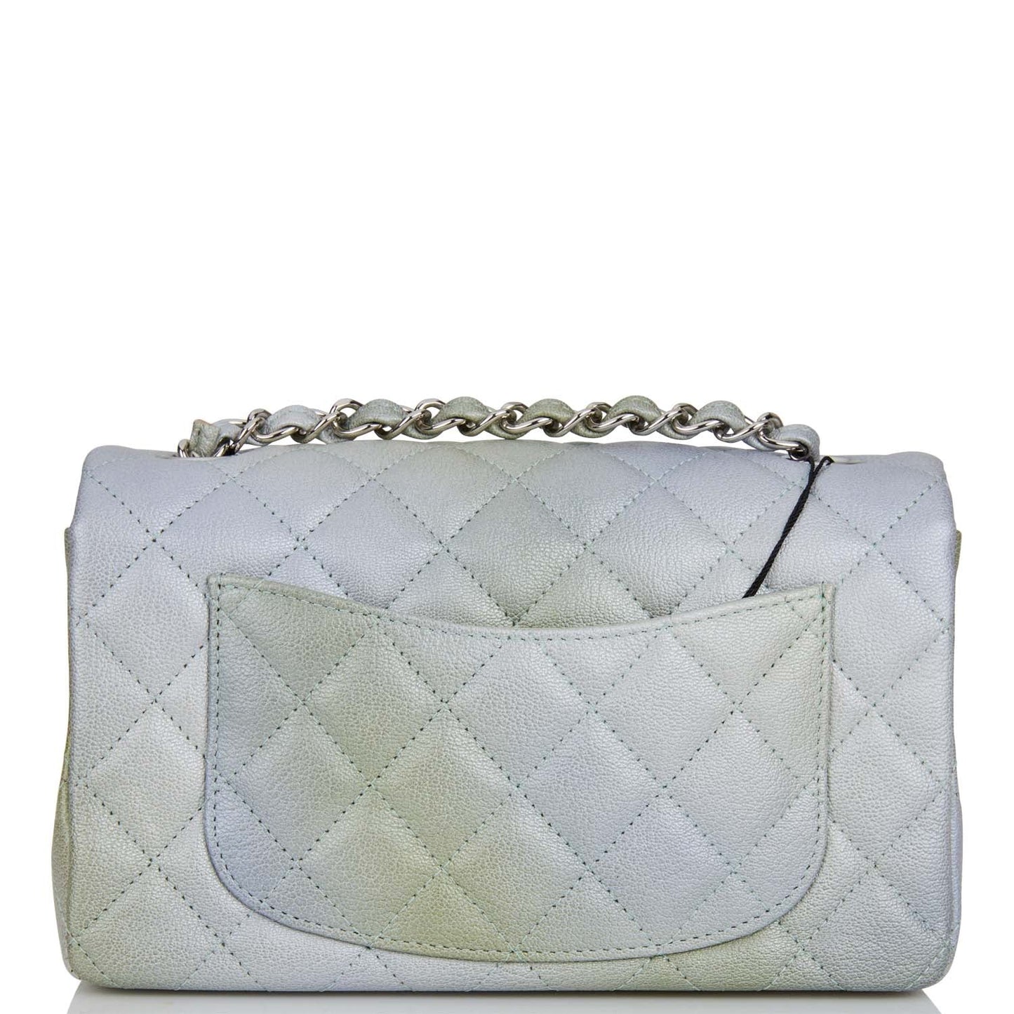 Chanel Mini Rectangular Flap Bag Grey and Green Goatskin Silver Hardware