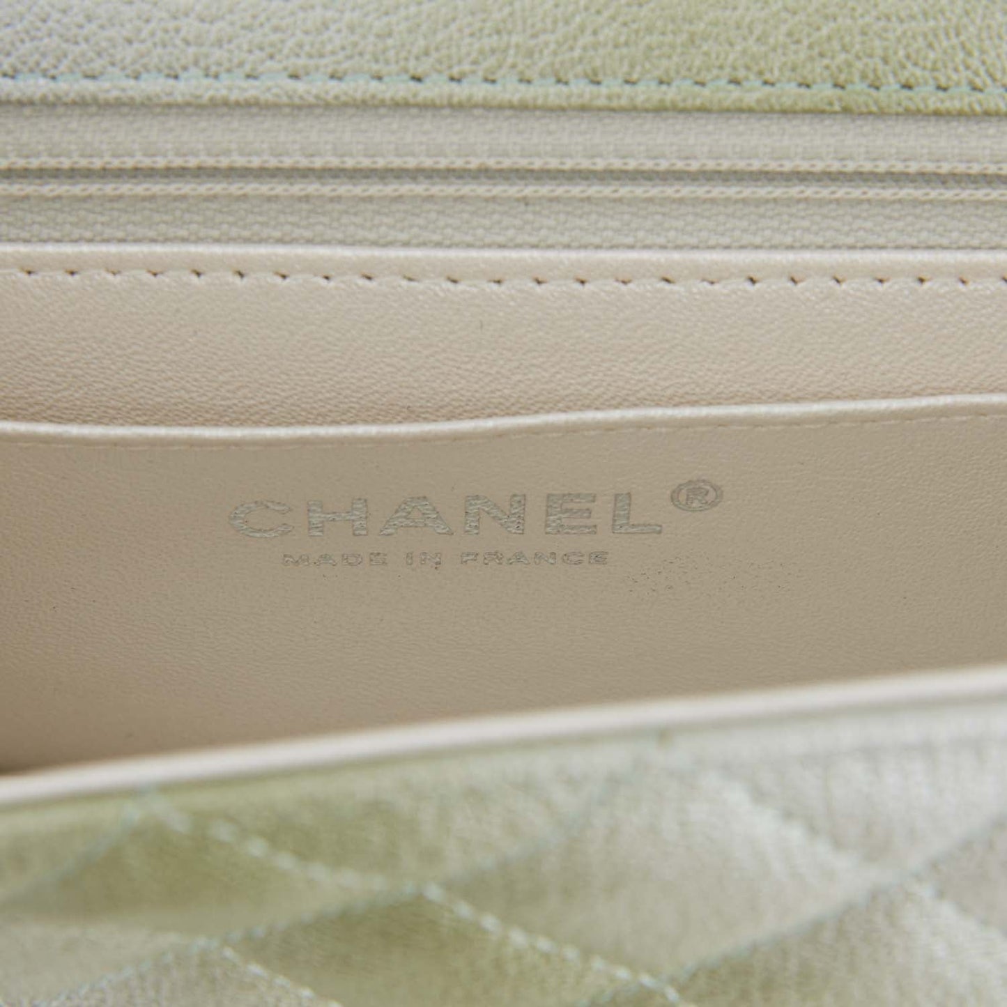 Chanel Mini Rectangular Flap Bag Grey and Green Goatskin Silver Hardware