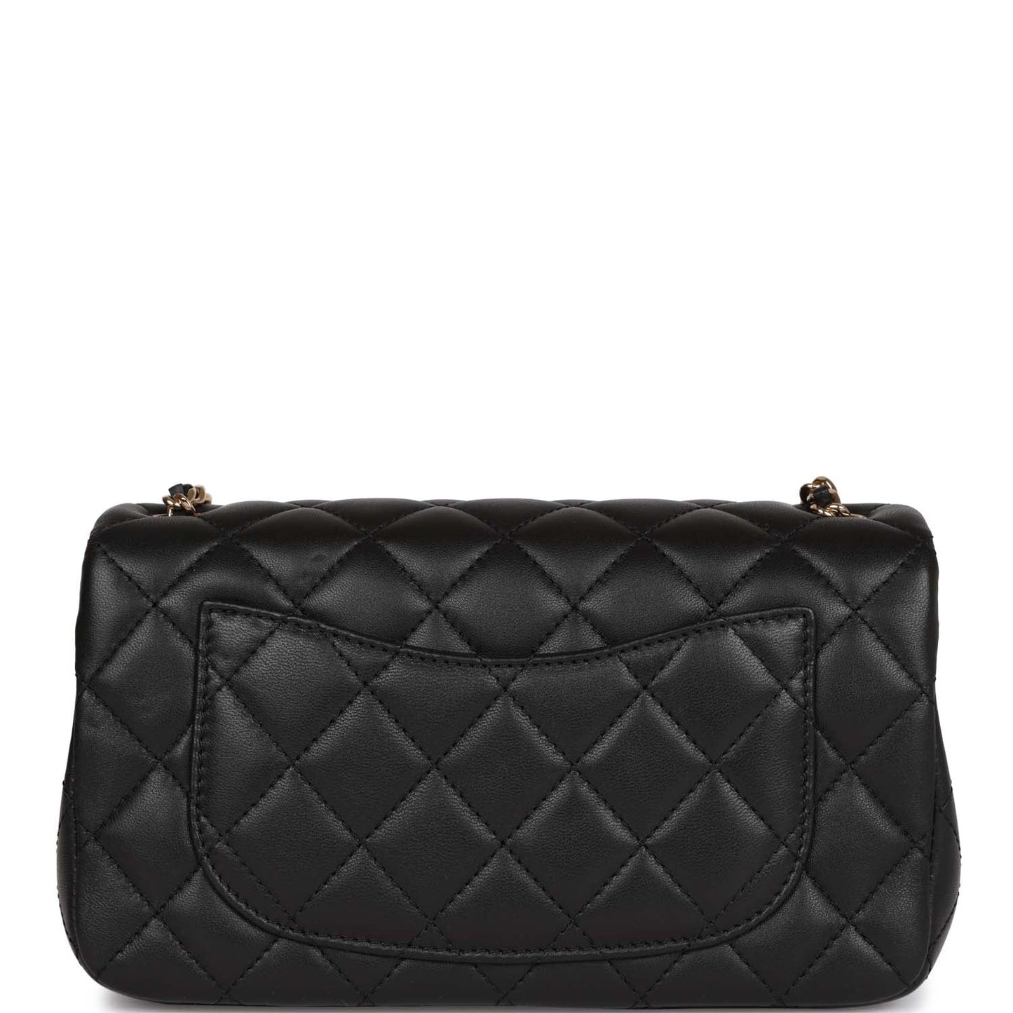 Chanel Pearl Crush Mini Rectangular Flap Bag Black Lambskin Light Gold Hardware