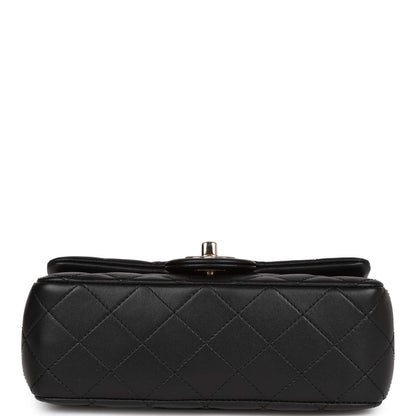 Chanel Pearl Crush Mini Rectangular Flap Bag Black Lambskin Light Gold Hardware
