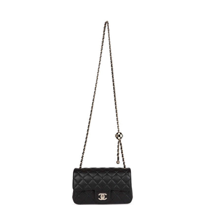 Chanel Pearl Crush Mini Rectangular Flap Bag Black Lambskin Light Gold Hardware