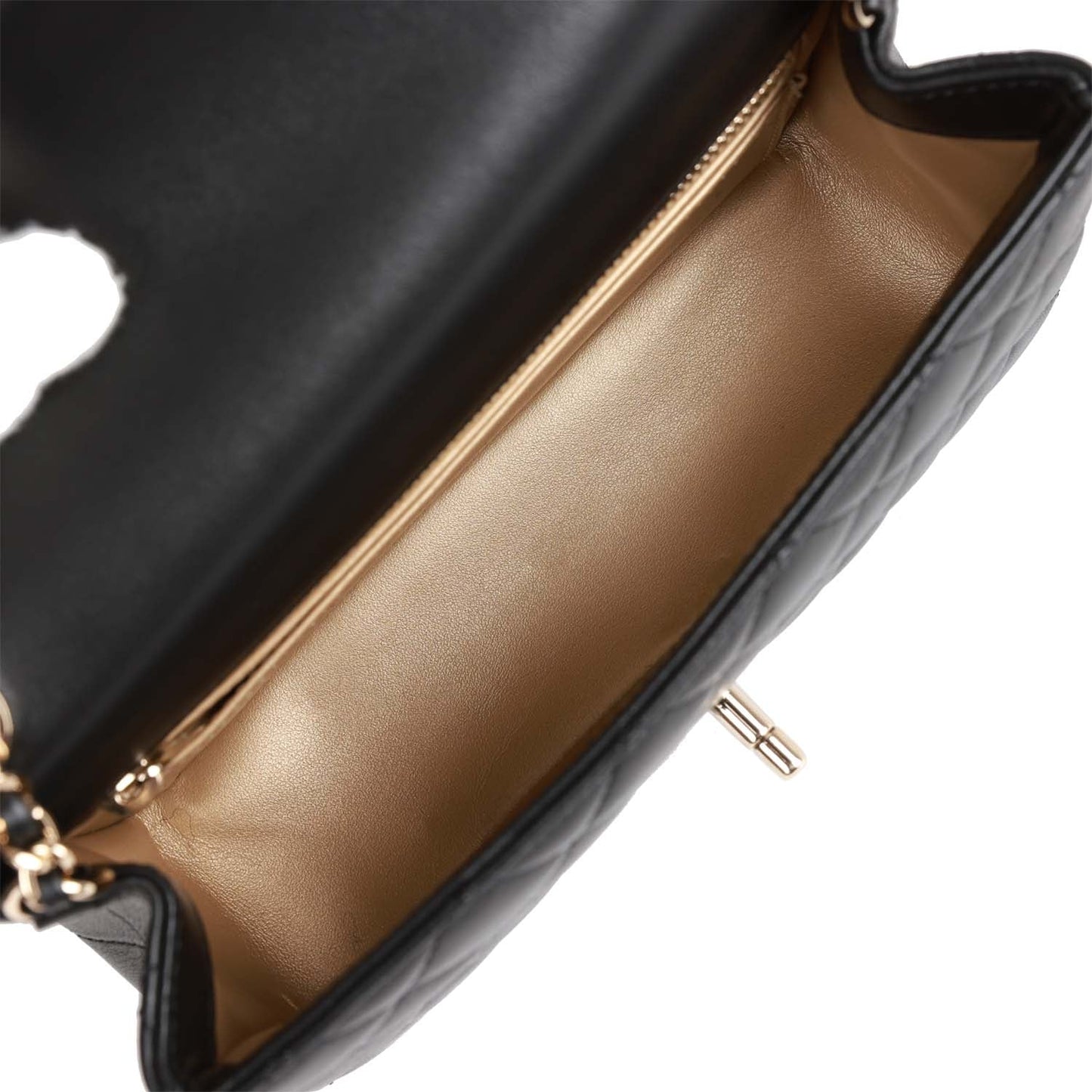 Chanel Pearl Crush Mini Rectangular Flap Bag Black Lambskin Light Gold Hardware