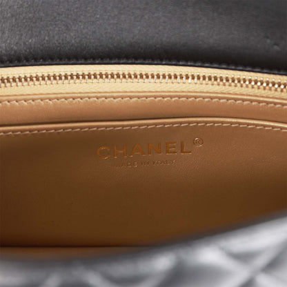 Chanel Pearl Crush Mini Rectangular Flap Bag Black Lambskin Light Gold Hardware