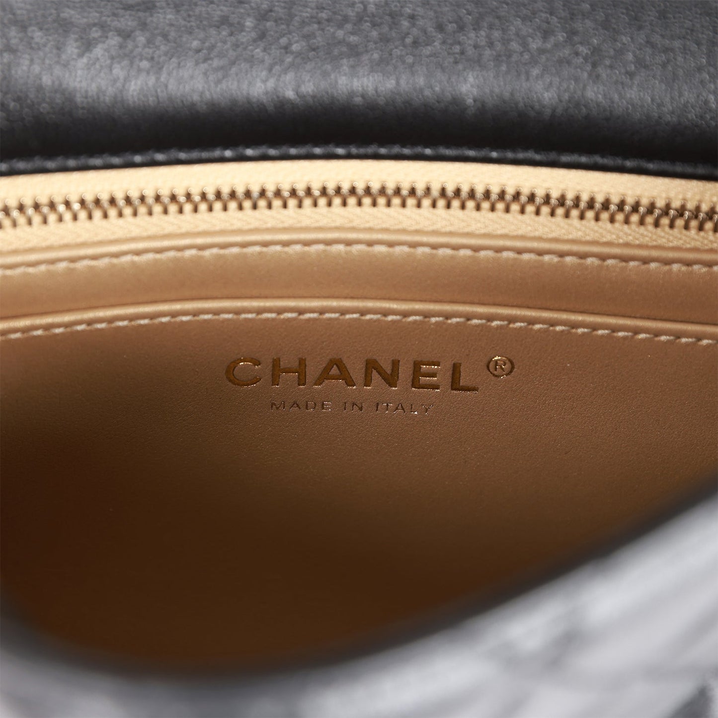 Chanel Pearl Crush Mini Square Flap Bag Black Lambskin Antique Gold Hardware
