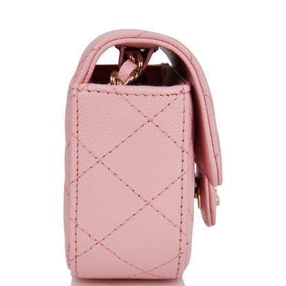 Chanel Mini Clutch With Chain Bag Pink Caviar Gold Hardware