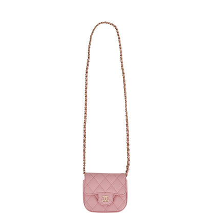 Chanel Mini Clutch With Chain Bag Pink Caviar Gold Hardware