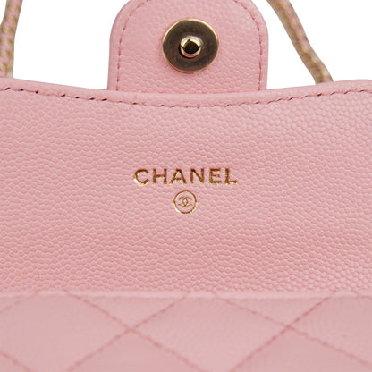 Chanel Mini Clutch With Chain Bag Pink Caviar Gold Hardware