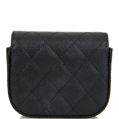 Chanel Mini Clutch With Chain Bag Black Caviar Gold Hardware