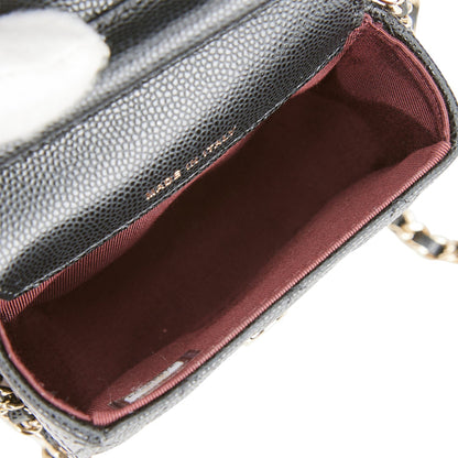 Chanel Mini Clutch With Chain Bag Black Caviar Gold Hardware