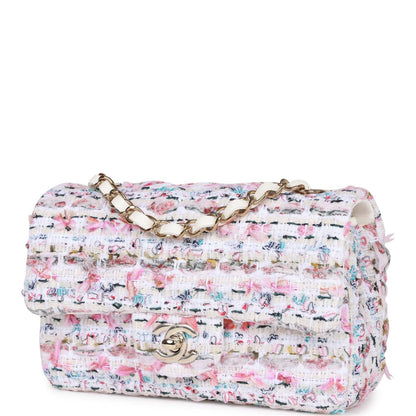 Chanel Mini Rectangular Flap Bag Multicolor Tweed Light Gold Hardware