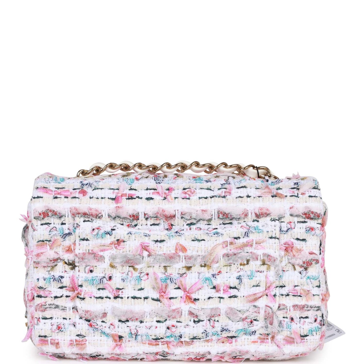 Chanel Mini Rectangular Flap Bag Multicolor Tweed Light Gold Hardware