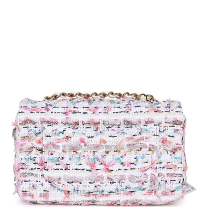 Chanel Mini Rectangular Flap Bag Multicolor Tweed Light Gold Hardware
