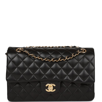 Chanel Medium Classic Double Flap Bag Black Lambskin Gold Hardware