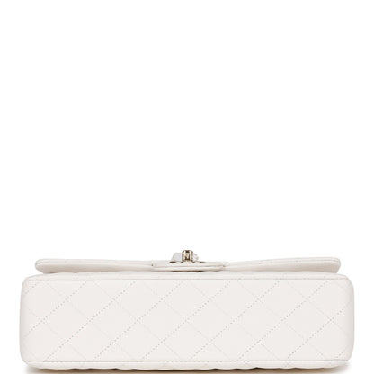 Chanel Medium Classic Double Flap Bag White Caviar Light Gold Hardware