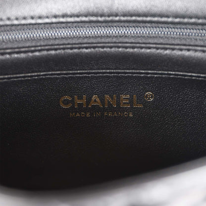 Chanel Mini Rectangular Flap with Top Handle Black Lambskin Antique Gold Hardware