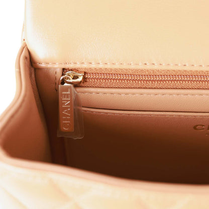 Chanel Mini Rectangular Flap with Top Handle Caramel Lambskin Light Gold Hardware