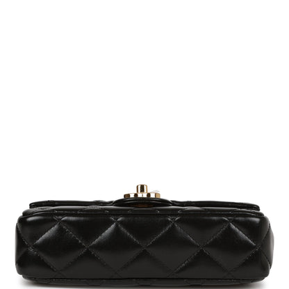 Chanel Mini Rectangular Flap with Top Handle Black Lambskin Gold Hardware