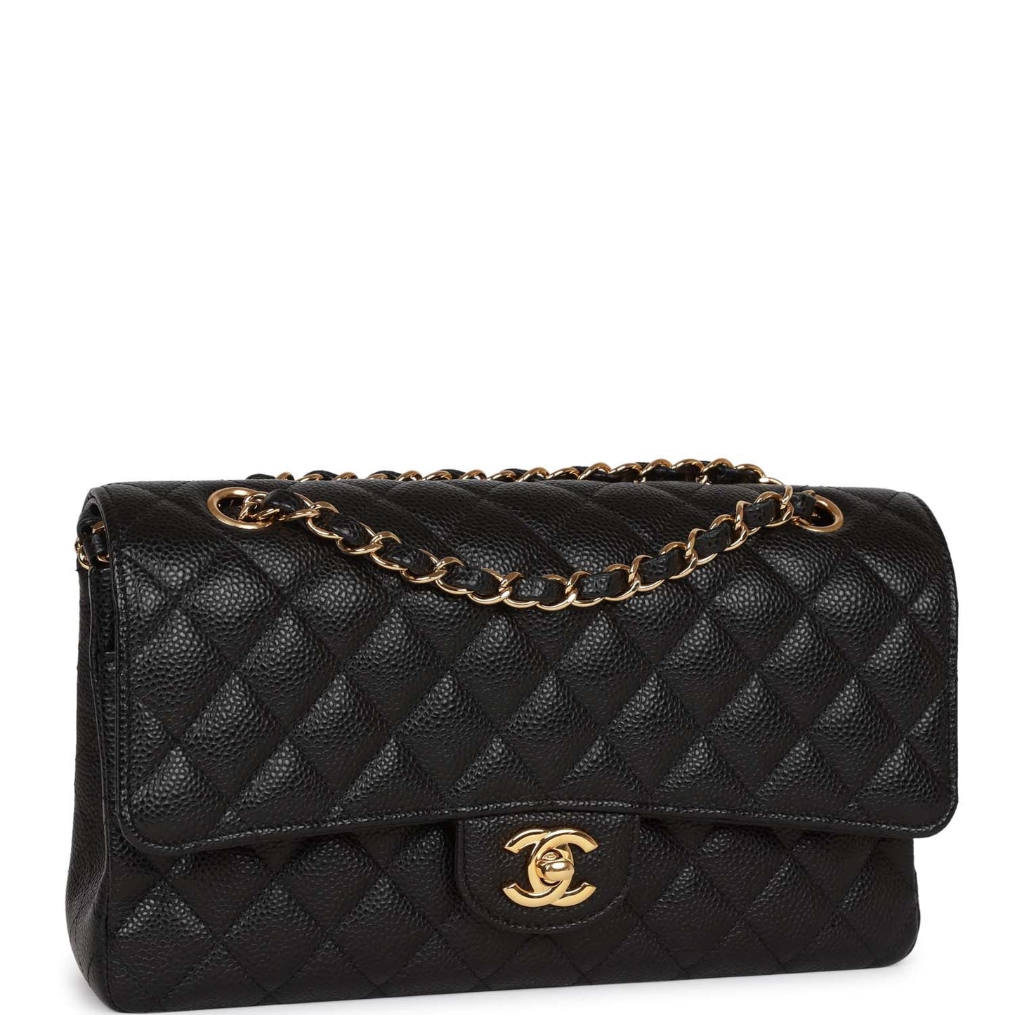 Chanel Medium Classic Double Flap Bag Black Caviar Gold Hardware