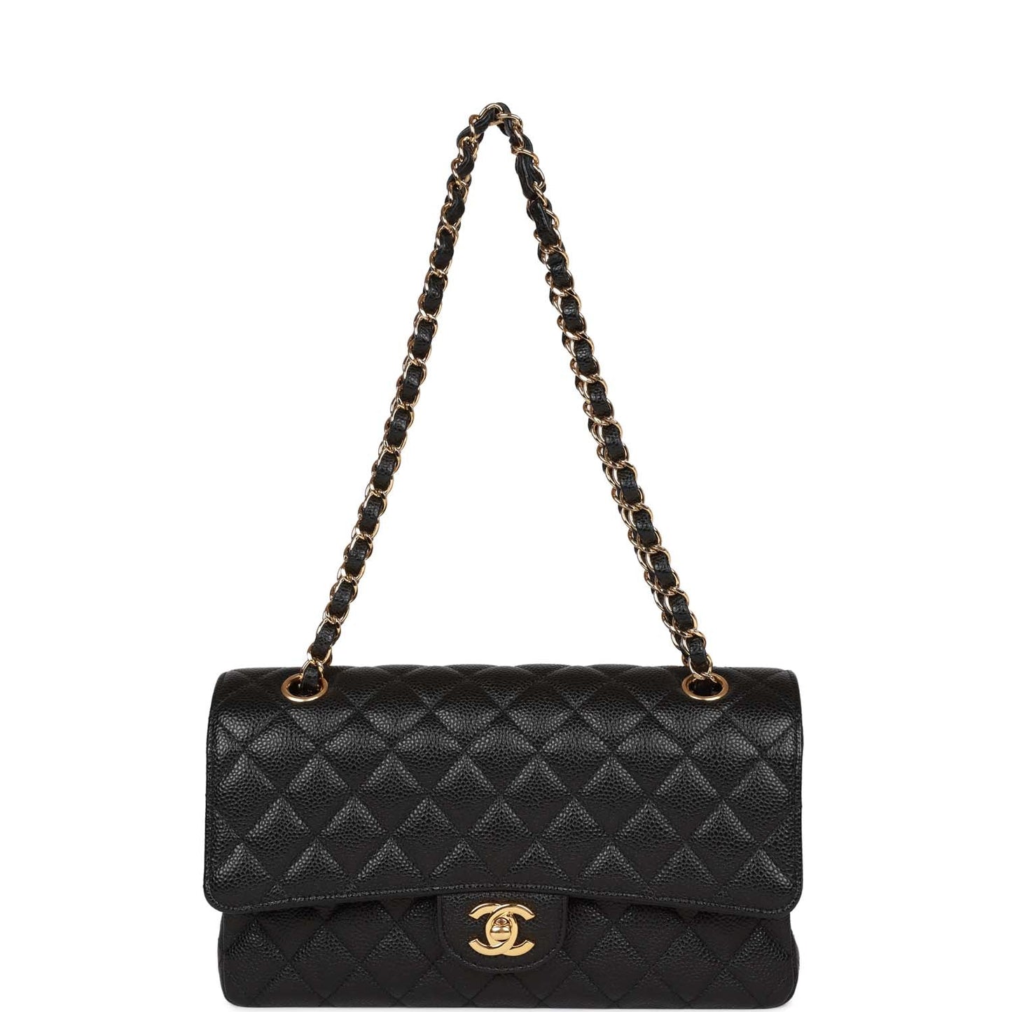 Chanel Medium Classic Double Flap Bag Black Caviar Gold Hardware