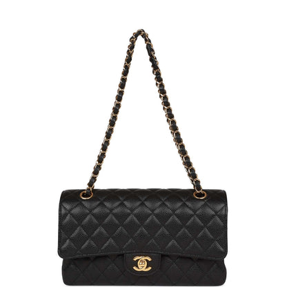 Chanel Medium Classic Double Flap Bag Black Caviar Gold Hardware
