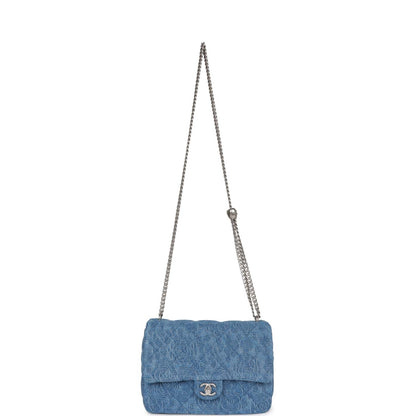 Chanel Medium Sweetheart Crush Flap Bag Denim Brocade Aged Silver Hardware