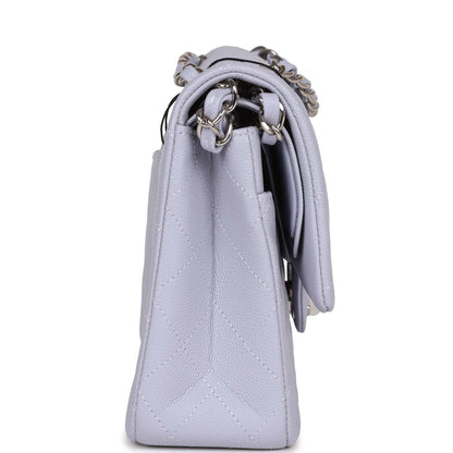 Chanel Medium Classic Double Flap Lavender Caviar Silver Hardware