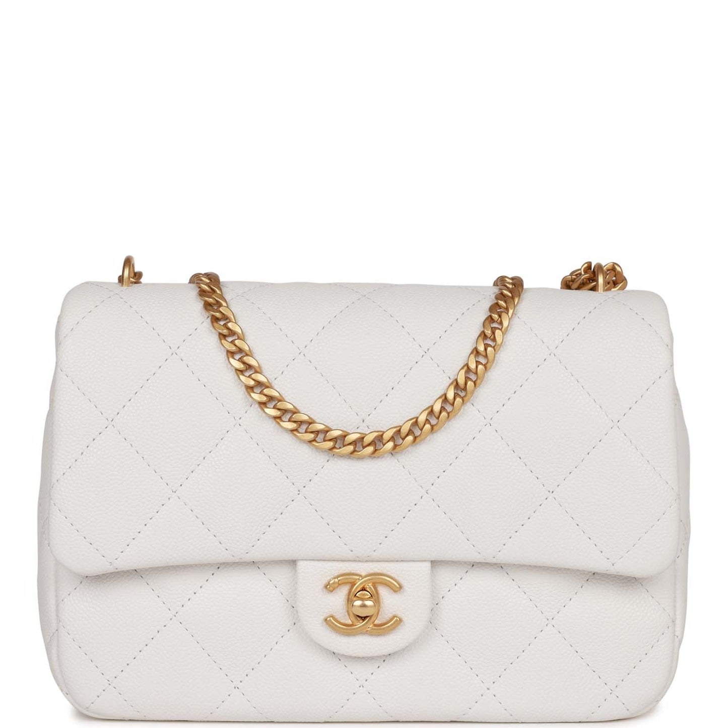Chanel Medium Sweetheart Crush Flap Bag White Caviar Antique Gold Hardware