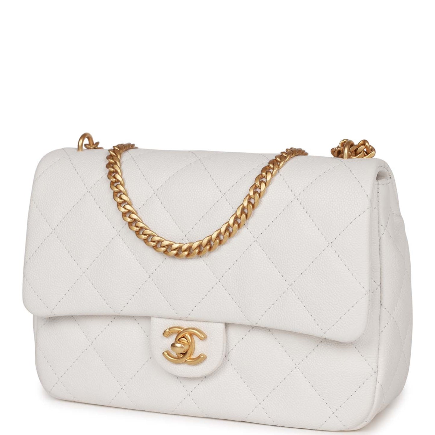 Chanel Medium Sweetheart Crush Flap Bag White Caviar Antique Gold Hardware