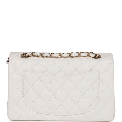 Chanel Small Classic Double Flap Bag White Caviar Light Gold Hardware