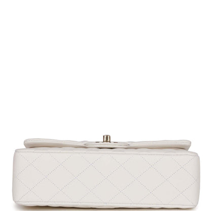 Chanel Small Classic Double Flap Bag White Caviar Light Gold Hardware