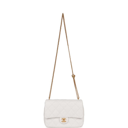 Chanel Medium Sweetheart Crush Flap Bag White Caviar Antique Gold Hardware