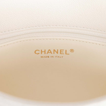 Chanel Medium Sweetheart Crush Flap Bag White Caviar Antique Gold Hardware