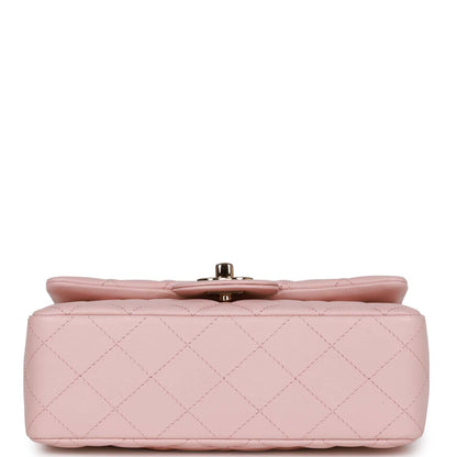 Chanel Mini Rectangular Flap Bag Pink Lambskin Light Gold Hardware