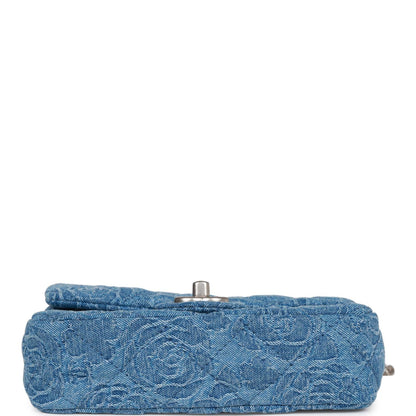 Chanel Mini Sweetheart Crush Flap Blue Camellia Denim Silver Hardware