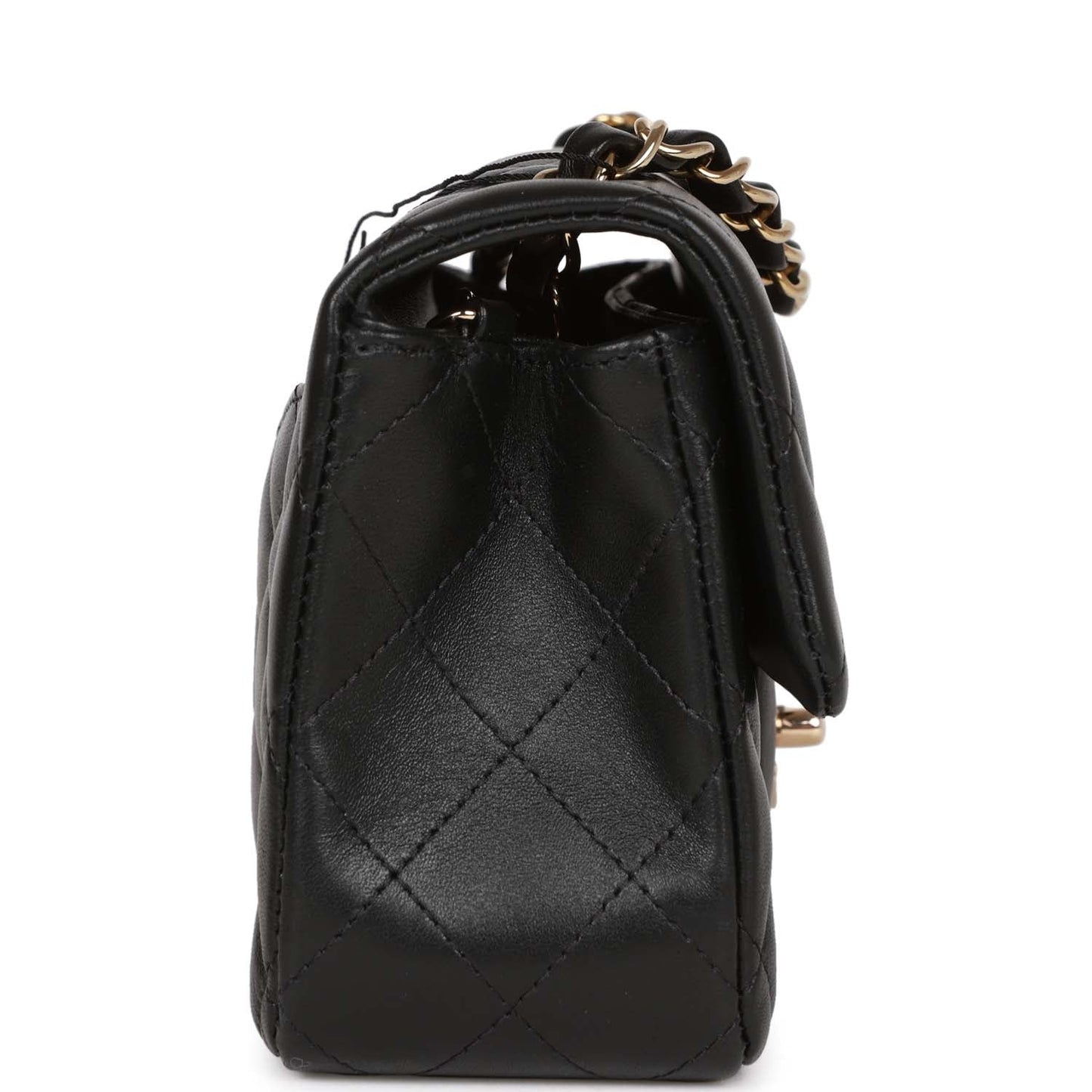 Chanel Mini Rectangular Flap Bag Black Lambskin Light Gold Hardware