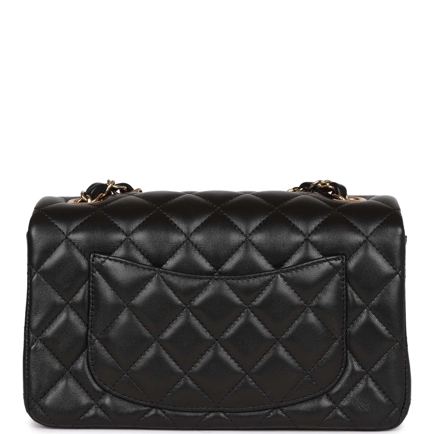 Chanel Mini Rectangular Flap Bag Black Lambskin Light Gold Hardware