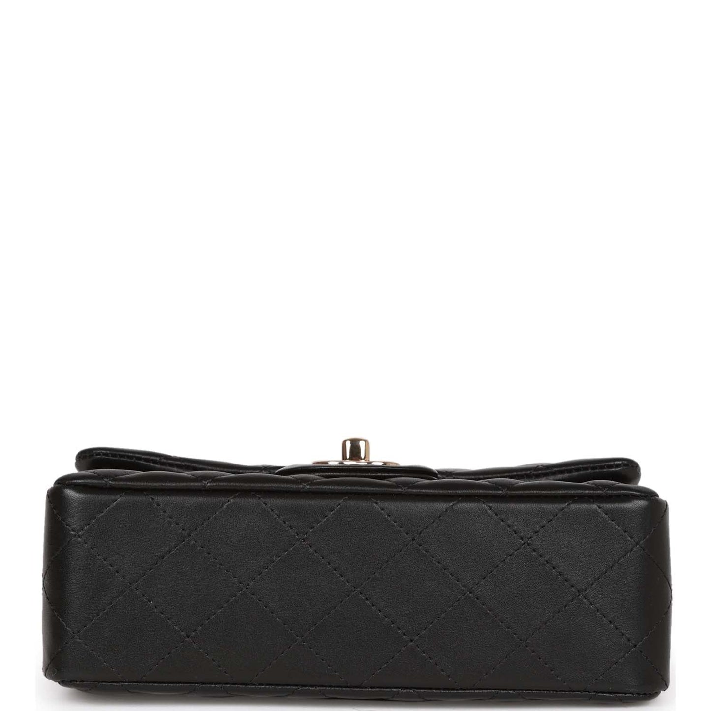 Chanel Mini Rectangular Flap Bag Black Lambskin Light Gold Hardware