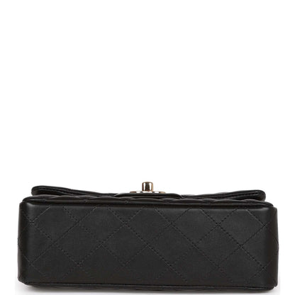 Chanel Mini Rectangular Flap Bag Black Lambskin Light Gold Hardware