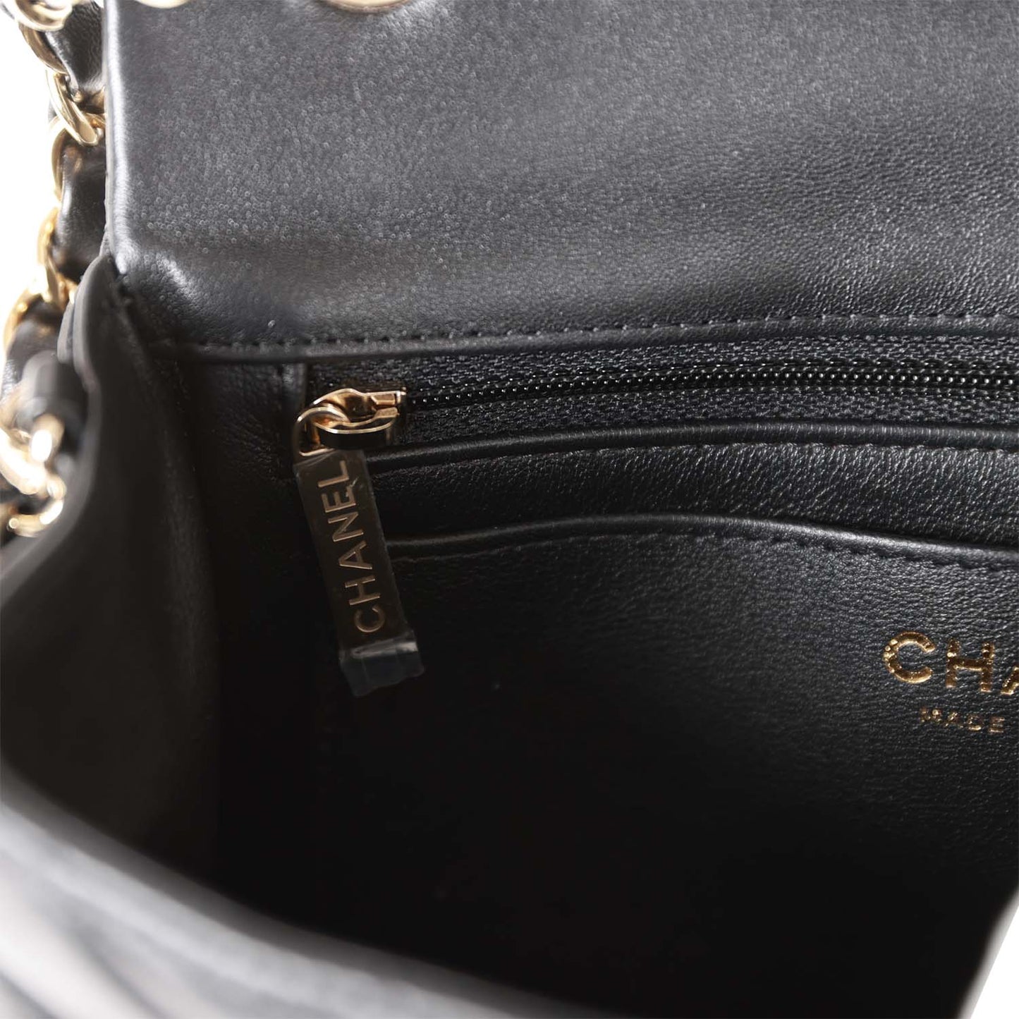 Chanel Mini Rectangular Flap Bag Black Lambskin Light Gold Hardware