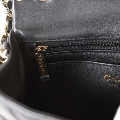 Chanel Mini Rectangular Flap Bag Black Lambskin Light Gold Hardware