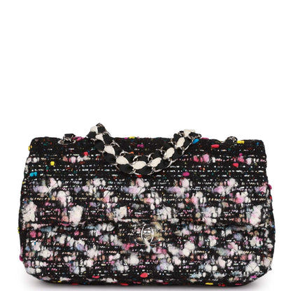 Chanel Medium Classic Double Flap Multicolor Tweed Silver Hardware