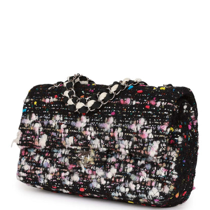Chanel Medium Classic Double Flap Multicolor Tweed Silver Hardware