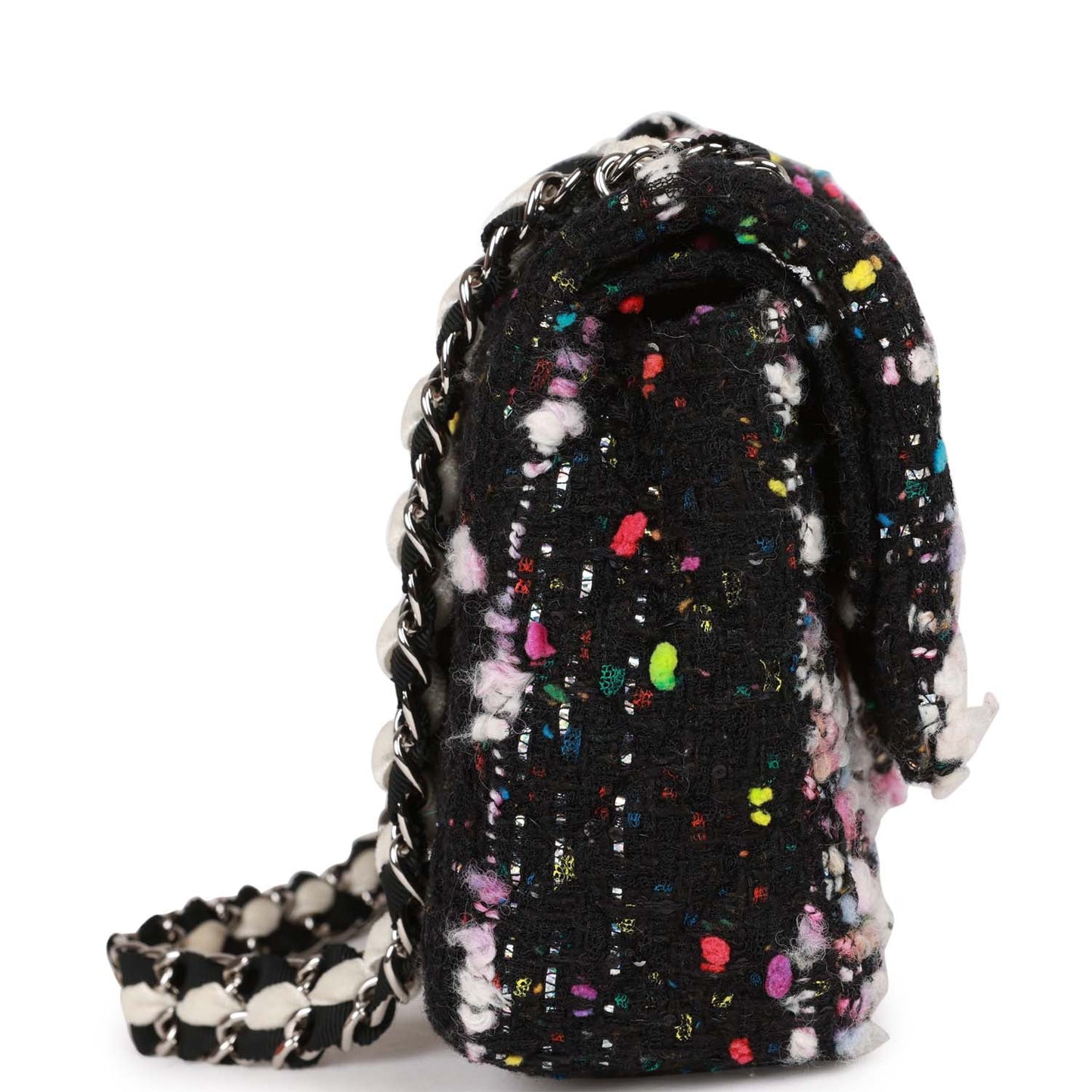 Chanel Medium Classic Double Flap Multicolor Tweed Silver Hardware