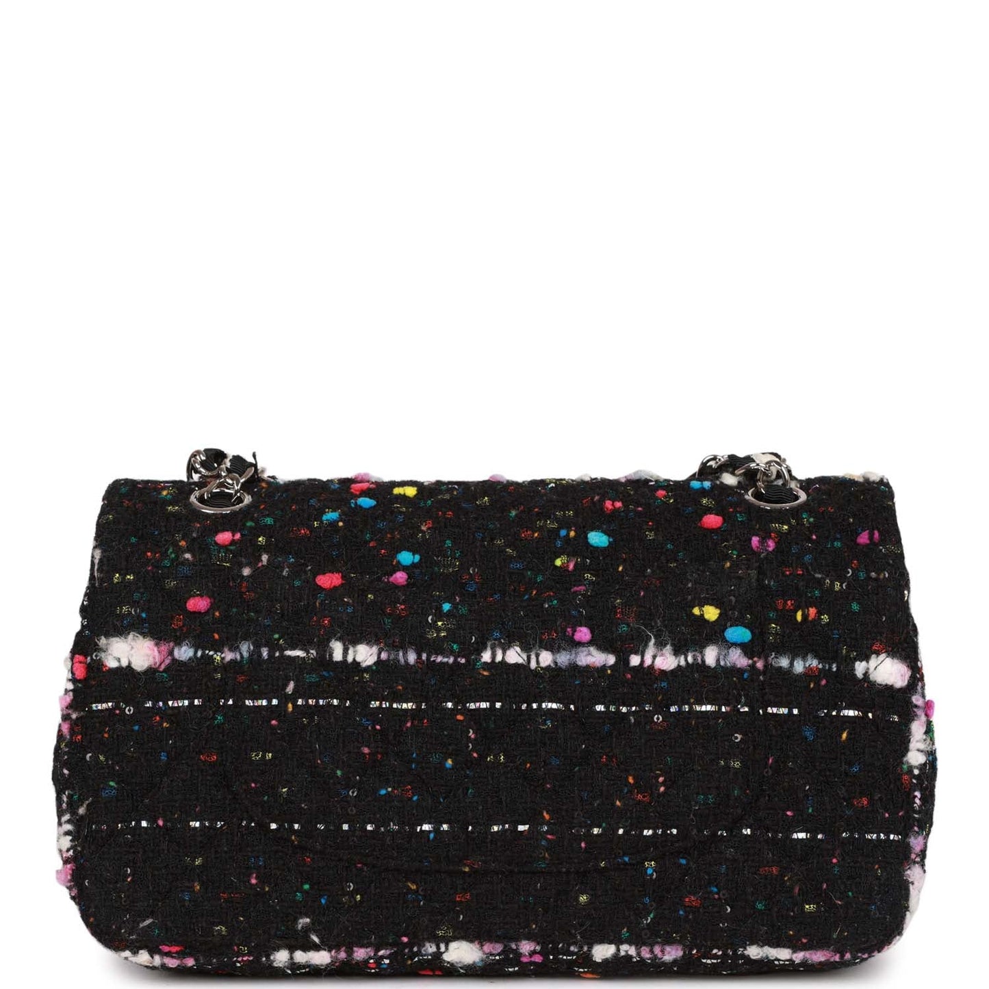 Chanel Medium Classic Double Flap Multicolor Tweed Silver Hardware